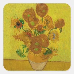 Vincent Van Gogh 15 zonnebloemen schilderen Vierkante Sticker