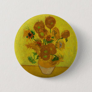 Vincent Van Gogh 15 Zonnebloemen Schilderij Ronde Button 5,7 Cm