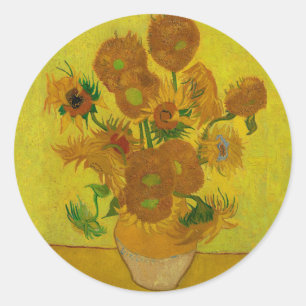 Vincent Van Gogh 15 Zonnebloemen Schilderij Ronde Sticker