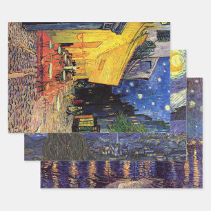Vincent van Gogh 3 verschillende Starry Night Scèn Inpakpapier Vel
