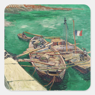 Vincent van Gogh Aanlandingsfase met boten, 1888 Vierkante Sticker
