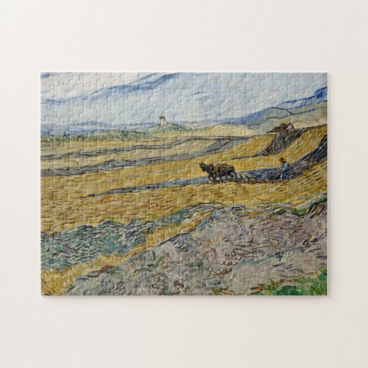 Vincent van Gogh, afgesloten veld met ploegman Legpuzzel (Horizontaal)