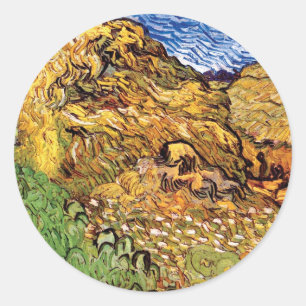 Vincent Van Gogh - Akker met graanhopen Ronde Sticker