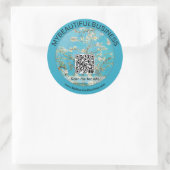 Vincent Van Gogh - Almond Blossom QR-code Ronde Sticker (Tas)