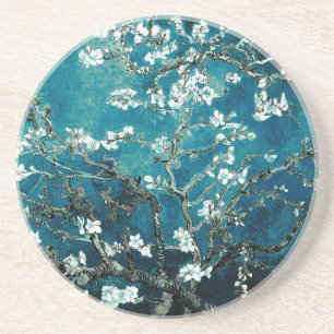 Vincent Van Gogh Almond Blossoms Dark Blauwgroen Zandsteen Onderzetter