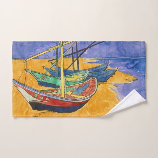 Vincent van Gogh - Bateaux de pêche sur la plage (Serviette à main)