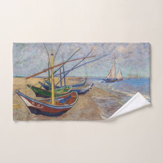 Vincent van Gogh - Bateaux de pêche sur la plage (Serviette à main)