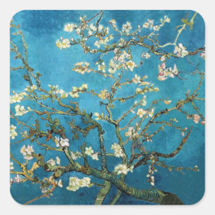 Vincent van Gogh, Bloeiende amandelboom Vierkante Sticker