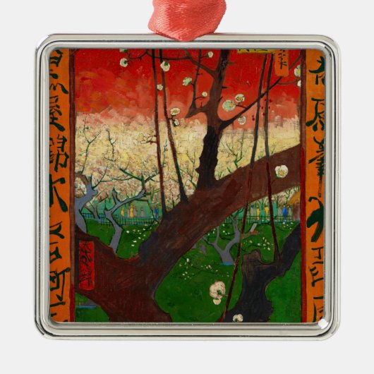 Vincent van Gogh - Bloeiende pruimenboom Metalen Ornament (Voorkant)