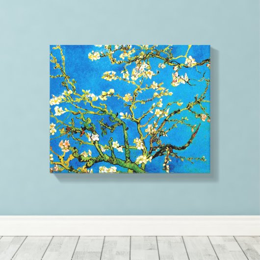 Vincent Van Gogh - Blossoming almond Tree Fine Art Canvas Afdruk (Insitu (Houten vloer))