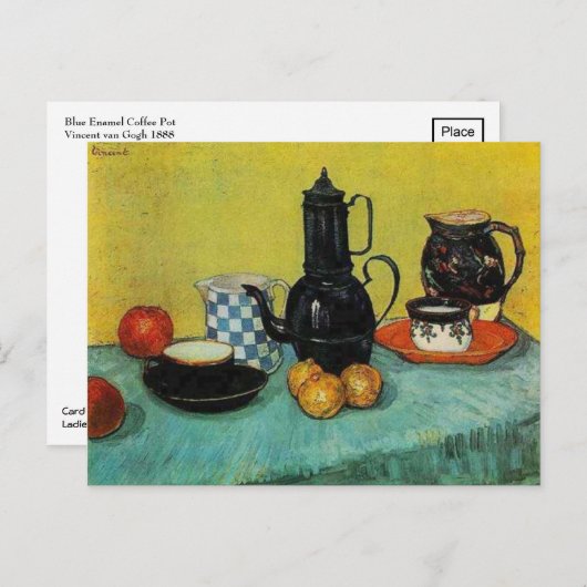 Vincent van Gogh Blue Enamel Coffee Pot Briefkaart (Voorkant / Achterkant)