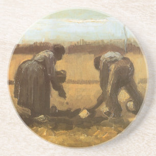 Vincent van Gogh - Boeren planten aardappelen Zandsteen Onderzetter