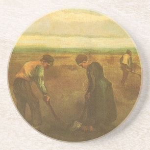 Vincent van Gogh - Boeren planten aardappels  Zandsteen Onderzetter