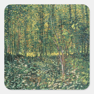 Vincent van Gogh  Bomen en ondergroei, 1887 Vierkante Sticker