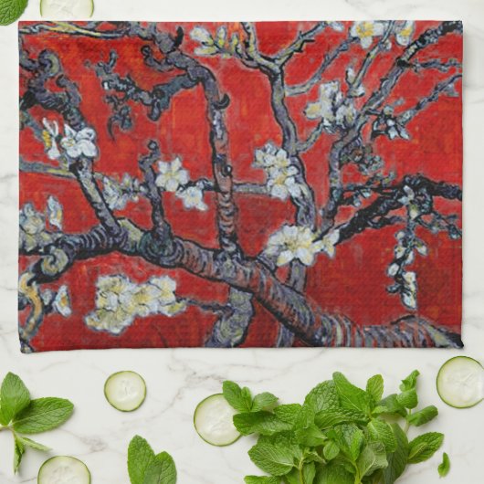 Vincent van Gogh Branches met Almond Blossom Theedoek (Gevouwen)