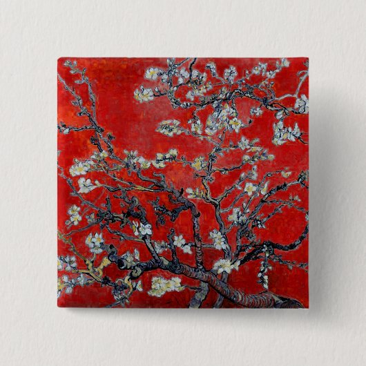 Vincent van Gogh Branches met Almond Blossom Vierkante Button 5,1 Cm (Voorkant)