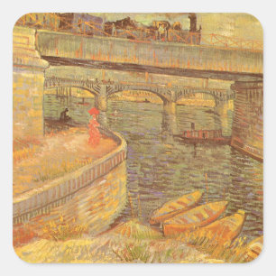 Vincent van Gogh Bruggen over de Seine Asnières Vierkante Sticker