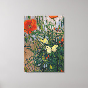 Vincent van Gogh - Butterflies en Poppies Canvas Afdruk