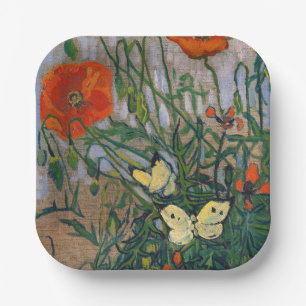 Vincent van Gogh - Butterflies en Poppies Papieren Bordje