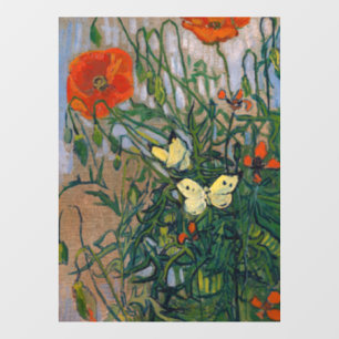 Vincent van Gogh - Butterflies en Poppies Raamsticker