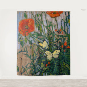 Vincent van Gogh - Butterflies en Poppies Wandkleed