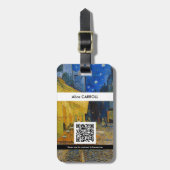 Vincent van Gogh - Cafe Terrace at Night - QR Code Bagagelabel (Voorkant verticaal)