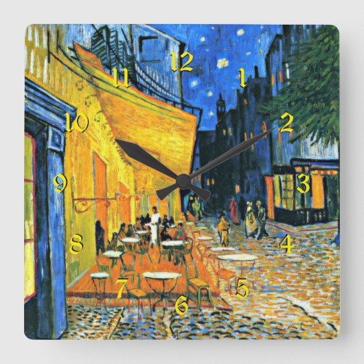 Vincent van Gogh - Cafe Terrace, beroemd schilderi Vierkante Klok (Voorkant)
