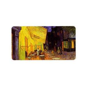 Vincent van Gogh Cafe Terrace bij nacht Fine Art Etiket