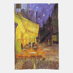 Vincent van Gogh Cafe Terrace bij nacht Fine Art Theedoek