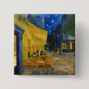 Vincent van Gogh - Cafe Terrace bij nacht Vierkante Button 5,1 Cm