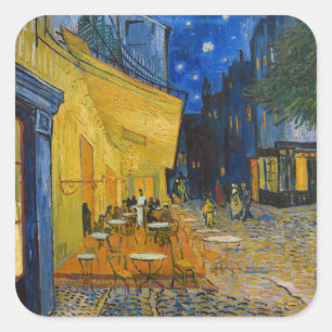 Vincent van Gogh - Caféterras bij nacht Vierkante Sticker