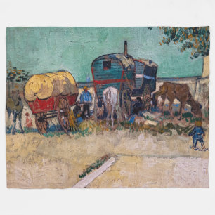 Vincent Van Gogh - Caravans, zigeunerkamp bij Arle Fleece Deken