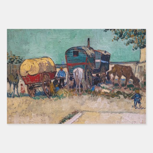 Vincent Van Gogh - Caravans, zigeunerkamp bij Arle Inpakpapier Vel (Voorkant 2)