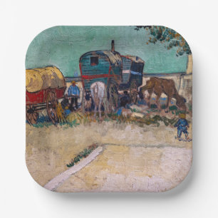 Vincent Van Gogh - Caravans, zigeunerkamp bij Arle Papieren Bordje