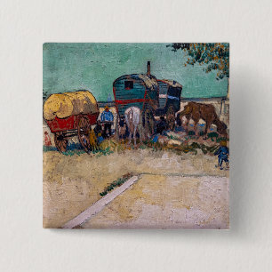 Vincent Van Gogh - Caravans, zigeunerkamp bij Arle Vierkante Button 5,1 Cm