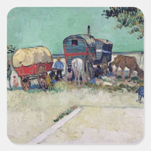 Vincent van Gogh   Caravans, zigeunerkampement Vierkante Sticker