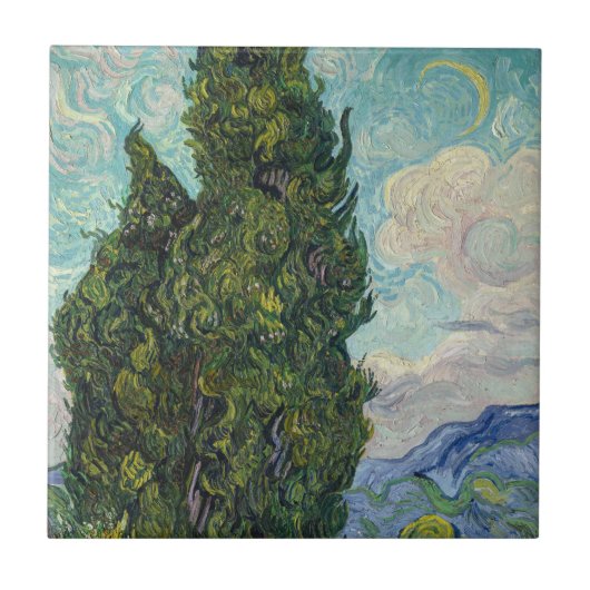 Vincent van Gogh - Cypresses Tegeltje (Voorkant)