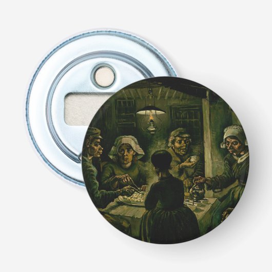 Vincent van Gogh - De aardappel Eaters Button Flesopener (Voorkant)