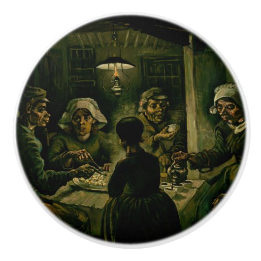 Vincent van Gogh - De aardappel Eaters Keramische Knop (Voorkant)