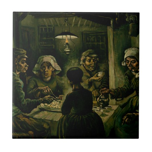 Vincent van Gogh - De aardappel Eaters Tegeltje (Voorkant)