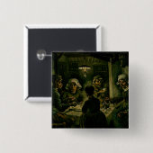 Vincent van Gogh - De aardappel Eaters Vierkante Button 5,1 Cm (Voorkant /achterkant)