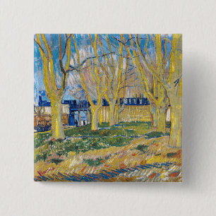 Vincent van Gogh - De blauwe trein Vierkante Button 5,1 Cm