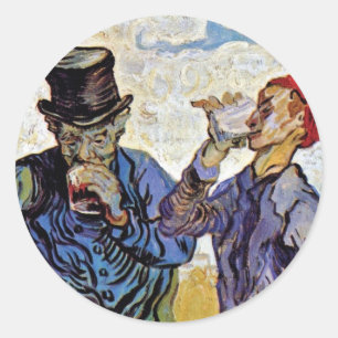 Vincent Van Gogh - De Drinkers - Fijne Kunst Ronde Sticker