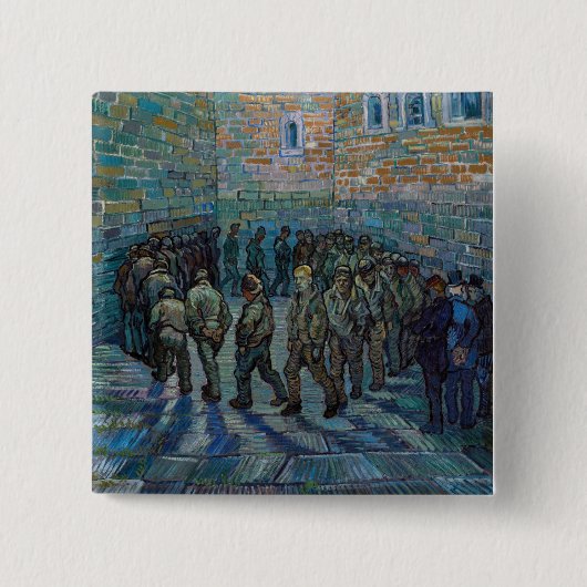 Vincent van Gogh - De gevangenenkamer Vierkante Button 5,1 Cm (Voorkant)