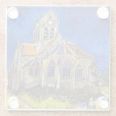 Vincent van Gogh - De kerk in Auver Glazen Onderzetter (Achterkant)