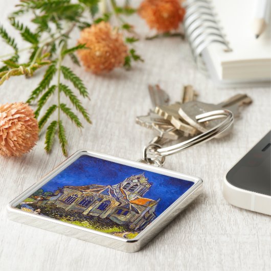 Vincent van Gogh - De kerk in Auvers Sleutelhanger (Zijkant)