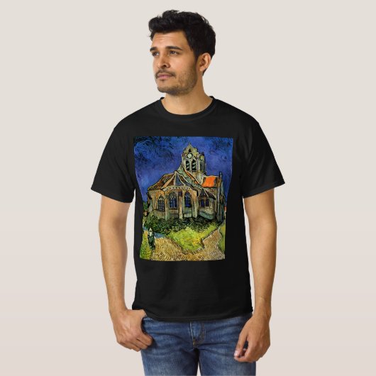 Vincent van Gogh - De kerk in Auvers T-shirt (Voorkant volledig)