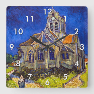 Vincent van Gogh - De kerk in Auvers Vierkante Klok