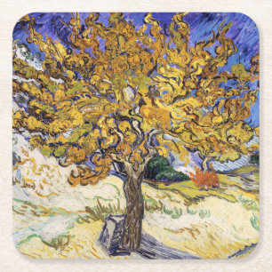 Vincent van Gogh - De Mulberry-boom Vierkante Kartonnen Onderzetter