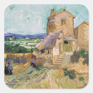 Vincent van Gogh - De oude Mill Vierkante Sticker